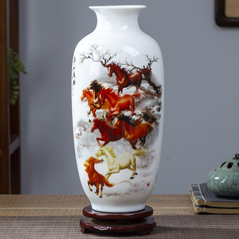 Chinese Jingdezhen Ceramic Vase Flower Arrangement Decoration Items Home Room Furnishing Ornaments Cafe Office Desk Accessories