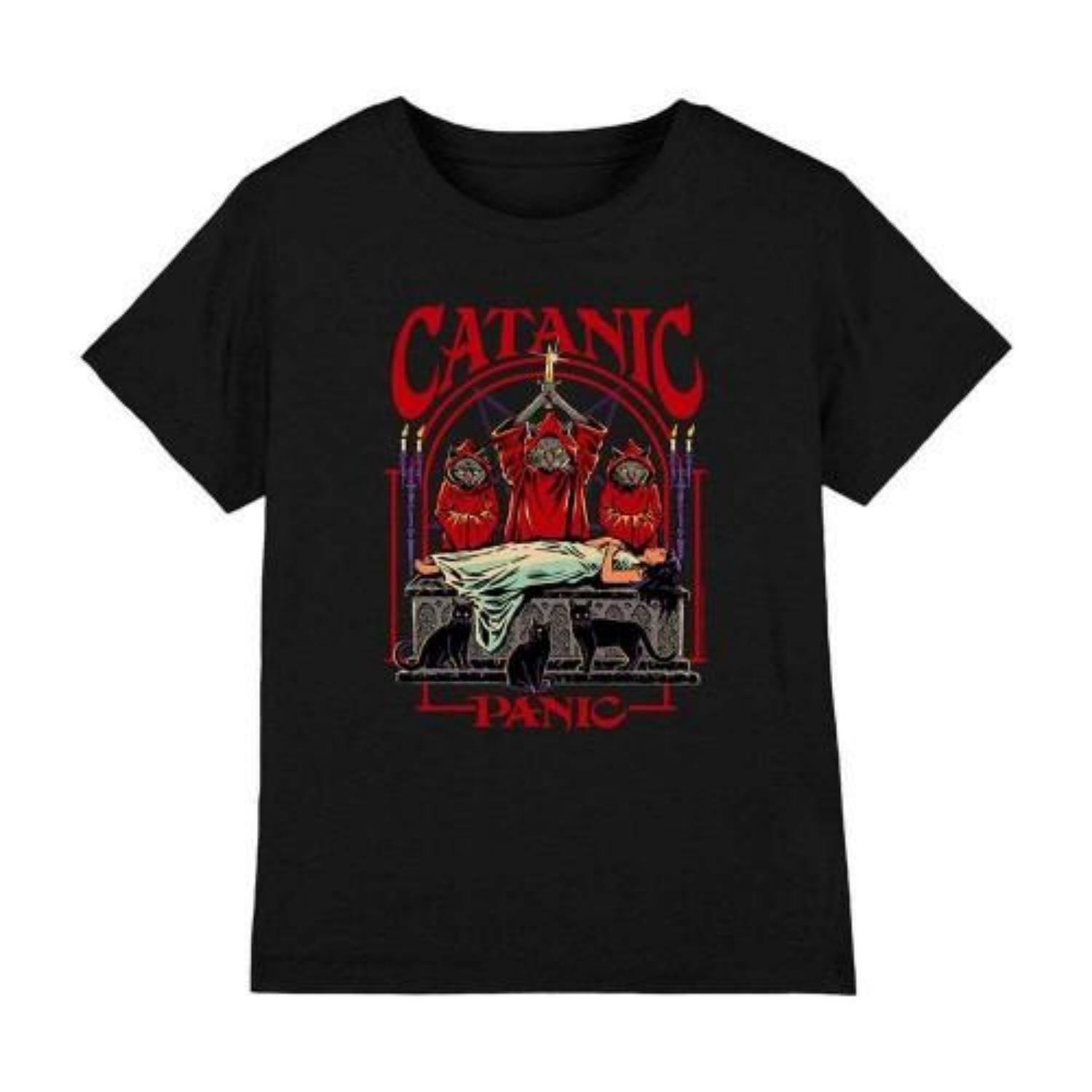 Steven Rhodes Childrens_Kids Catanic Panic T-Shirt S чёрный