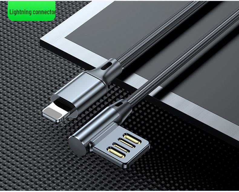5A Fast Charging USB Elbow Data Cable for Car, Blind Plug, Available in 0.5m and 2m