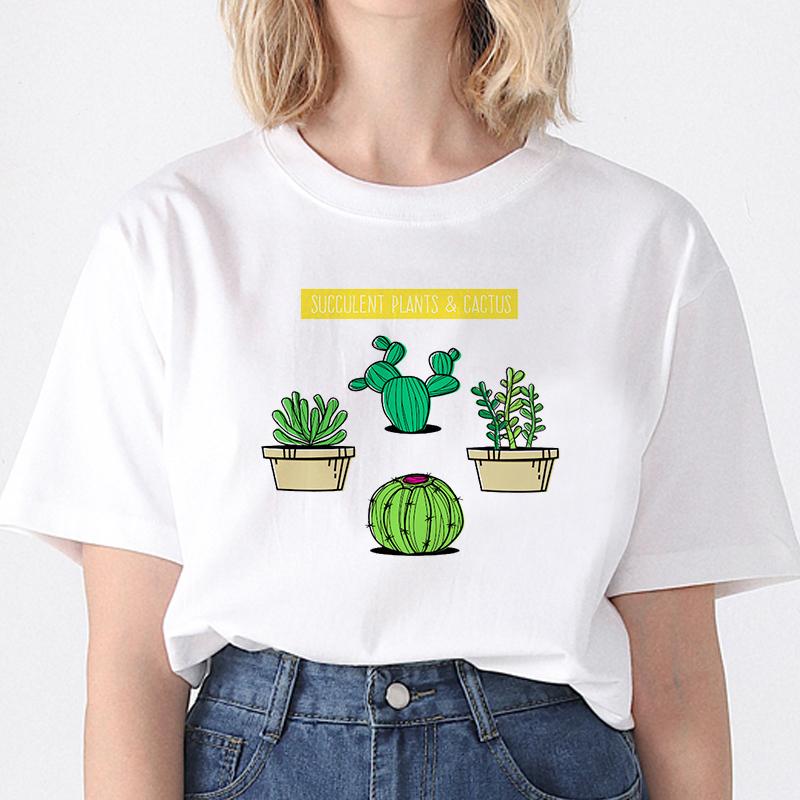 Buy Women Graphic Cute Summer O Neck 90s Style Casual Fashion Aesthetic Cactus Theme Print Female Clothes Tops Tees Tshirt At Affordable Prices Free Shipping Real Reviews With Photos Joom