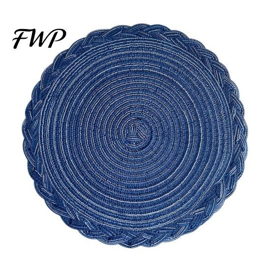 Heat Buffer Table Mat 12 Inch Round Placemats, Polyester Woven Braided Place Mats, Durable Washable Resistant Circle Dining Mats for Kitchen