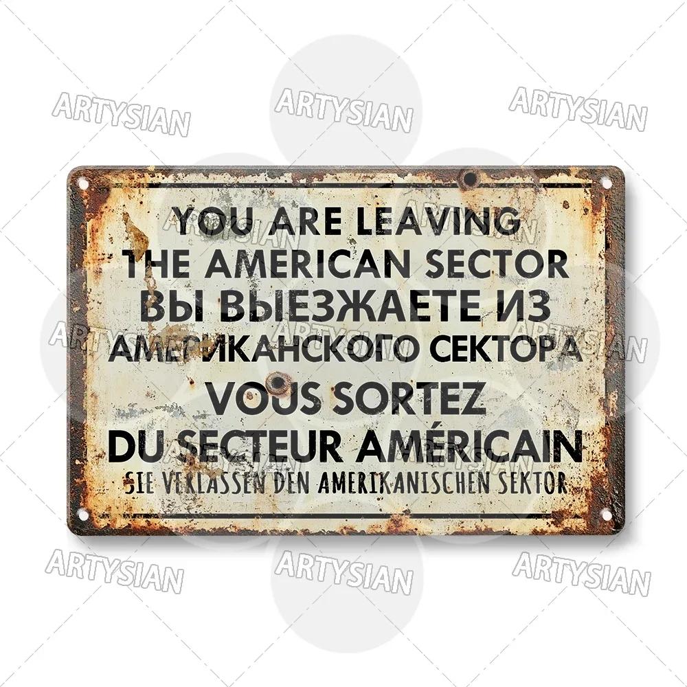 Německá vojenská kovová nástěnná socha z doby studené války|Hraniční slogan, Téma Berlínské zdi/NDR, Cínová deska, Dárek na Halloween a Vánoce, Domácí dekorace