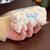 Embroidered Bowknot Quilted Cosmetic Pouch Floral Print Small Coin Purse  Teenage Girls