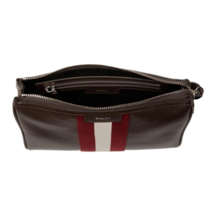 Bally Color Block Letter Logo Leather Clutch Men Clutch Ebony Red White 6310596