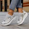 Women’s Sneakers Casual Outdoor School Student Shoes Lightweight for Girls gold/silver Sneakers