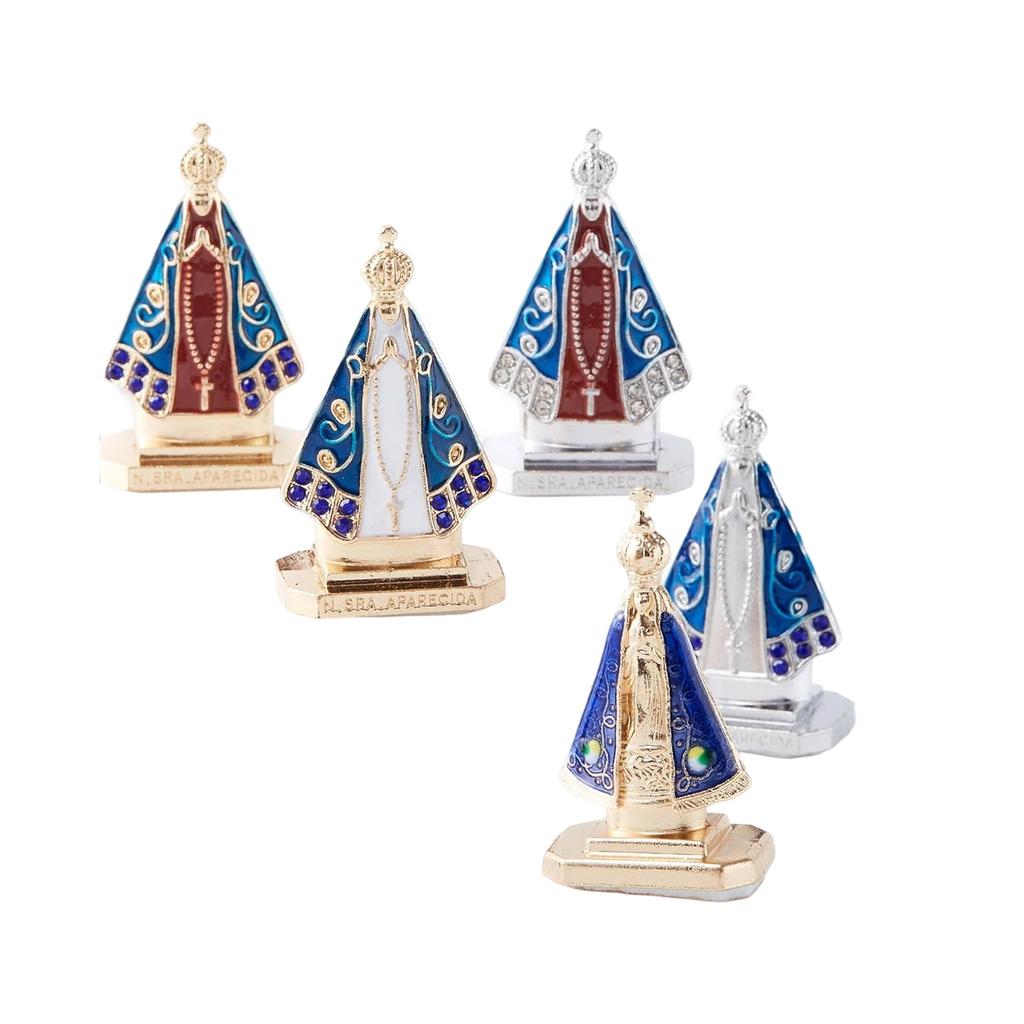 Alloy Spiritual Prayer Figurines Tabletop Ornament Nossa Senhora Aparecida Statue for Car Dashboard Home Decors Gift