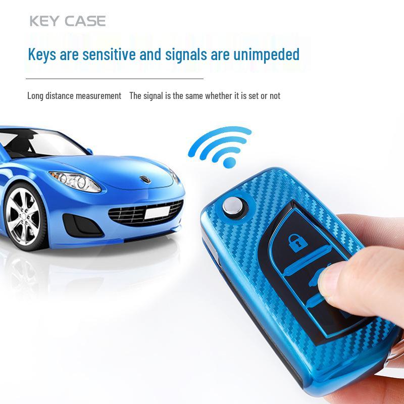 TPU kolfiber nyckelfodral för Toyota Corolla - Vikbart helomslutande skyddsskal med spänne