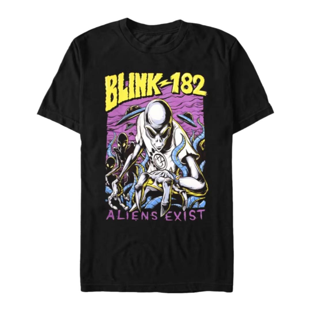 

New Blink band Aliens Exist pattern print cotton Hot sale Unisex Tshirt Summer fashion New Oversized neck Tshirt S