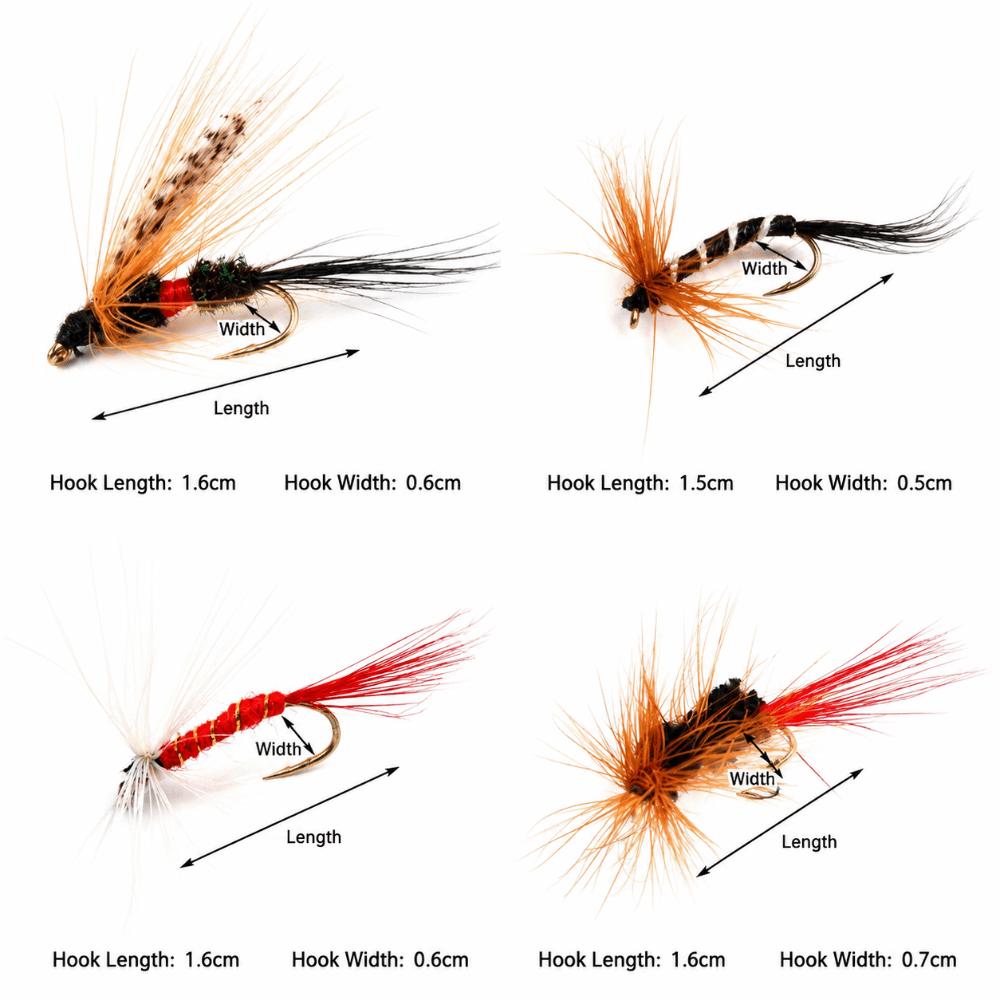 60PCS Colorful Fly Fishing Kit with High Carbon Steel Hook Fly Fishing Tackle  Lakes Rivers