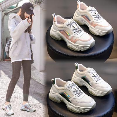 Chaussures dad en cuir pour femmes printemps 2026 décontractées à ouverture peu profonde chaussures de sport pour femmes semelles épaisses semelles plates chaussures blanches pour femmes