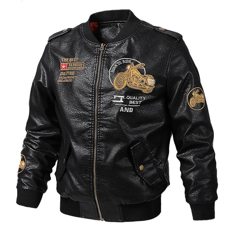 V-Neck Biker Leather Jacket - Trendy Men's PU Leather for Spring & Autumn