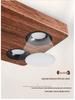 Chinese Walnut Wood 4-Head LED Gimbal Downlight for Living Room/Bedroom - Anti-Glare Design