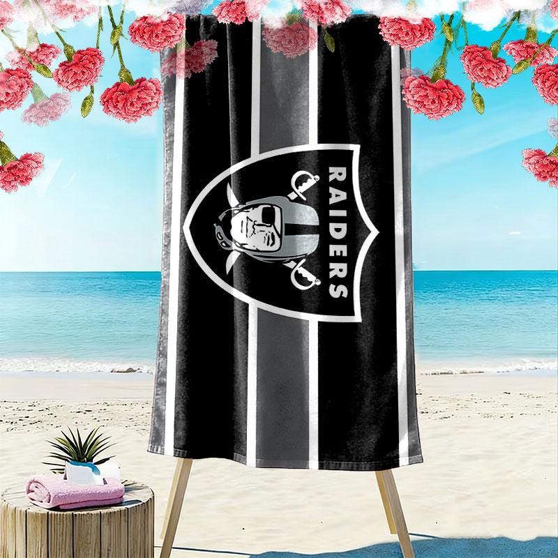 Ręcznik plażowy z nadrukiem Las Vegas Raiders, Duży miękki szybkoschnący ręcznik na plażę, kemping, basen