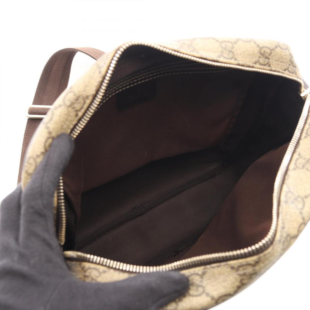 Used GUCCI GG Supreme Shoulder Bag 201448 PVC coated canvas leather Beige Brown Used Women