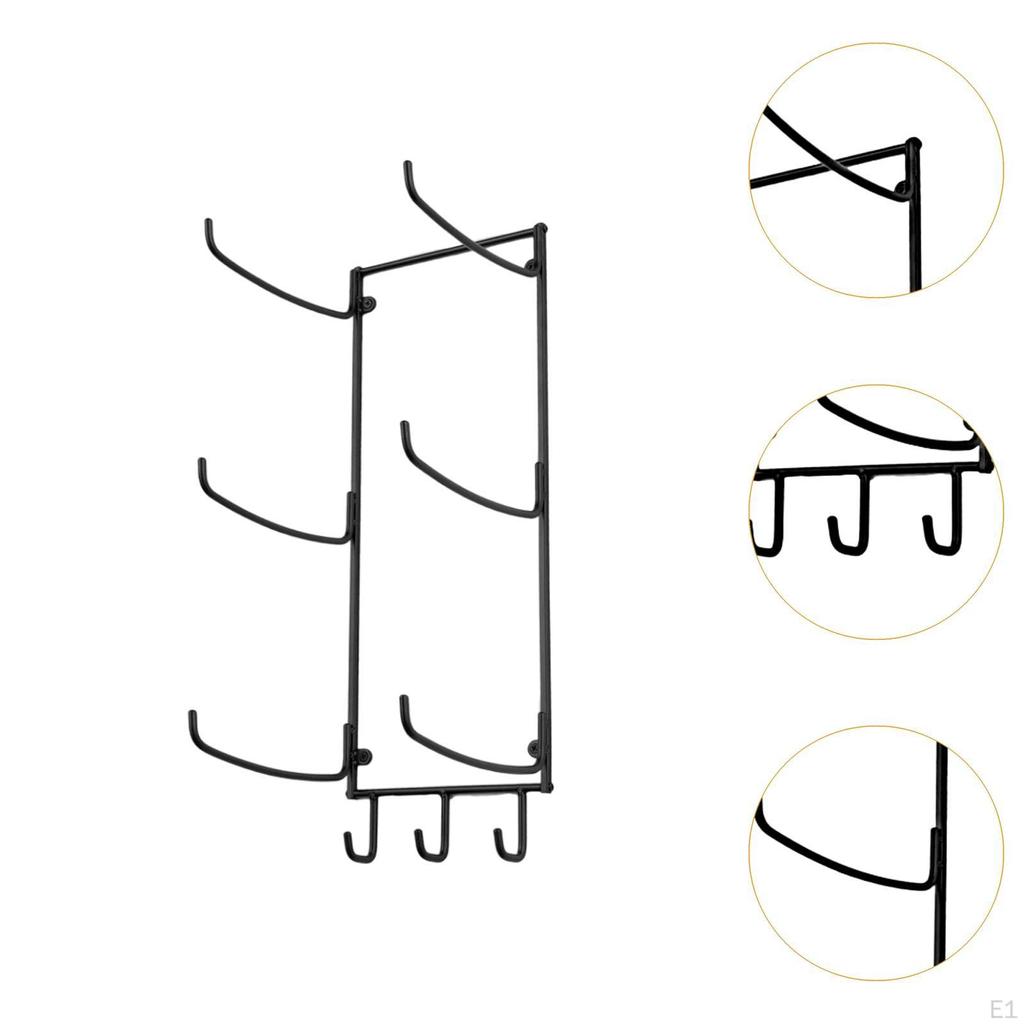 Wall Mount Yoga Mat, Foam Roller Towel Rack with Hooks, for Hanging Straps, Resistance Bands,