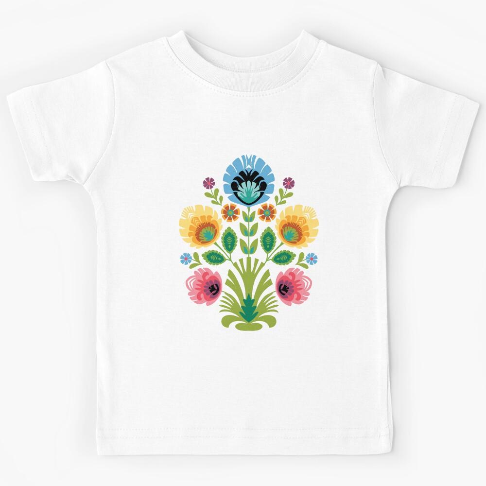 Polish Folk Flowers Pink and Yellow Kids T-Shirt 170