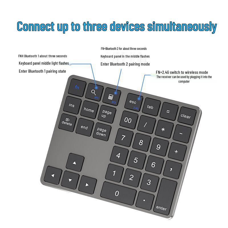 35-Key Wireless Bluetooth Numeric Keypad for Office and Accounting