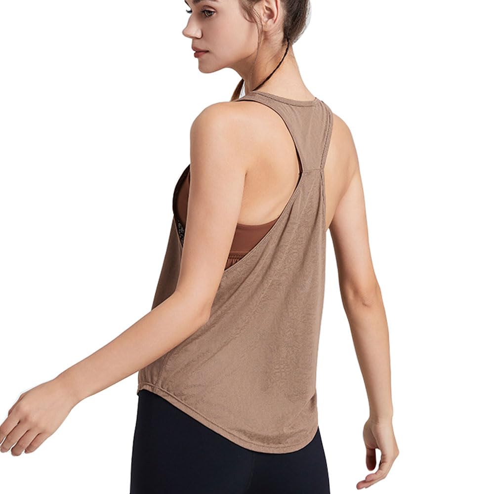 Yodilala Yoga Backless Racerback Tank Loose Cooling Crew Long UV Size M Women's Wear, Top, Fit, Shirt, Neck, Sleeve, Sports, Loungewear, Fitness,