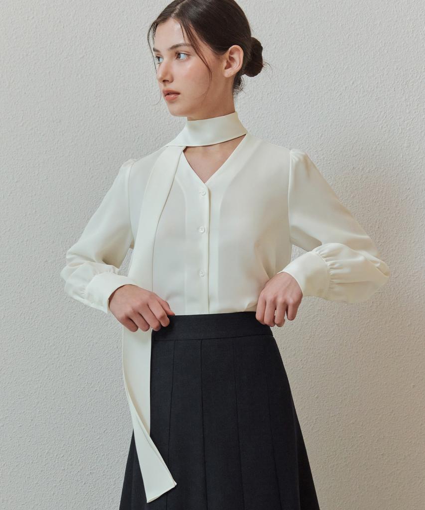 ZEROSTREET [4 Colors] New Tie Blouse