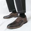 Large Size Leather Shoes Men's Formal Business Casual Shoes Men's New Men's Fashion Buckle Small Leather Shoes Nightclub Men's Shoes