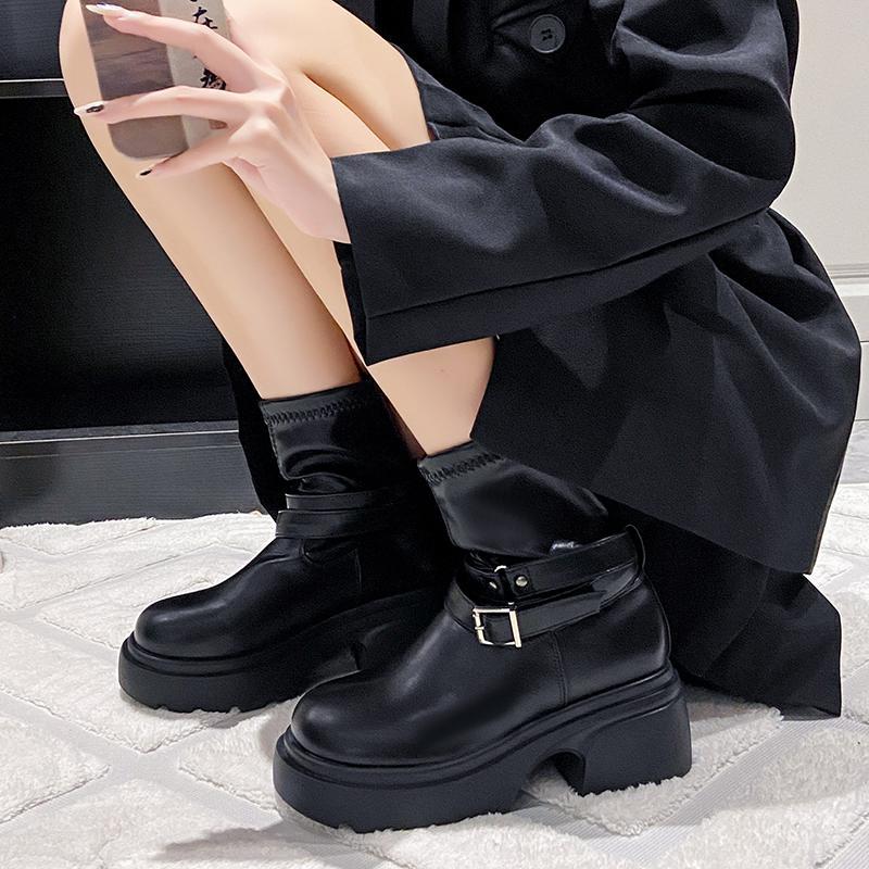 British style platform casual short boots 2025 new autumn campus fashion trend flat bottom heightening Martin boots