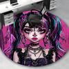 1pc Anime Design Round Carpet for Office Chair Mat, Anti Slip Rug Home Decor, Living Room, Bedroom, Game Room Festival Gift