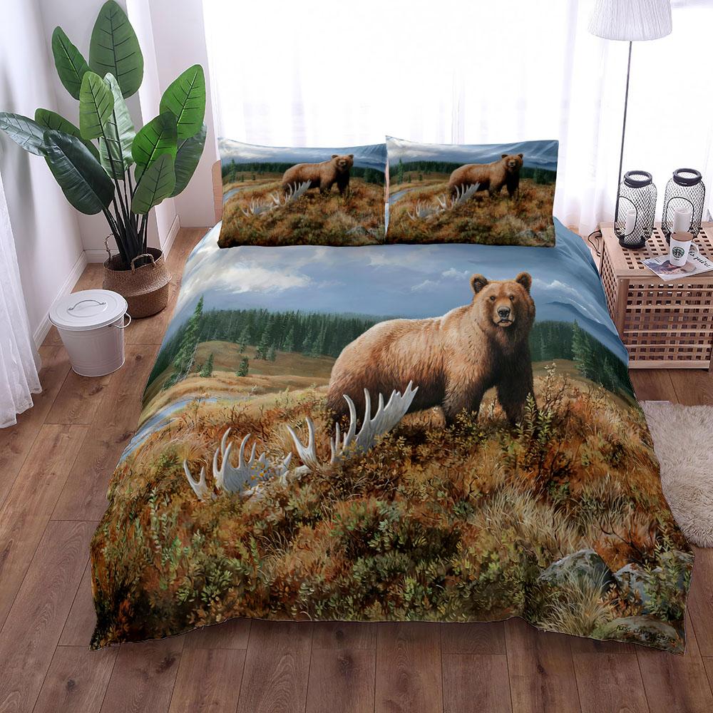 Vintage Wild Bear Wildtierschutz Bettbezug Set King Queen Double Full Twin Single Size Bettwäsche Set
