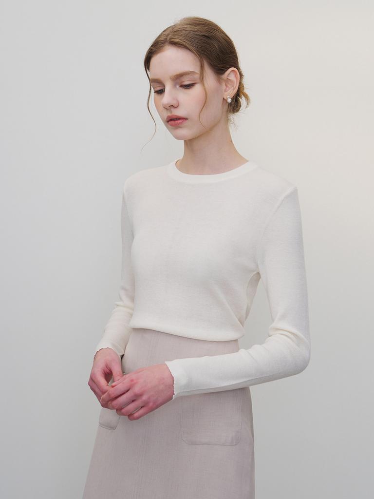 MOMET Como Basic Round Ribbed Knit Ivory