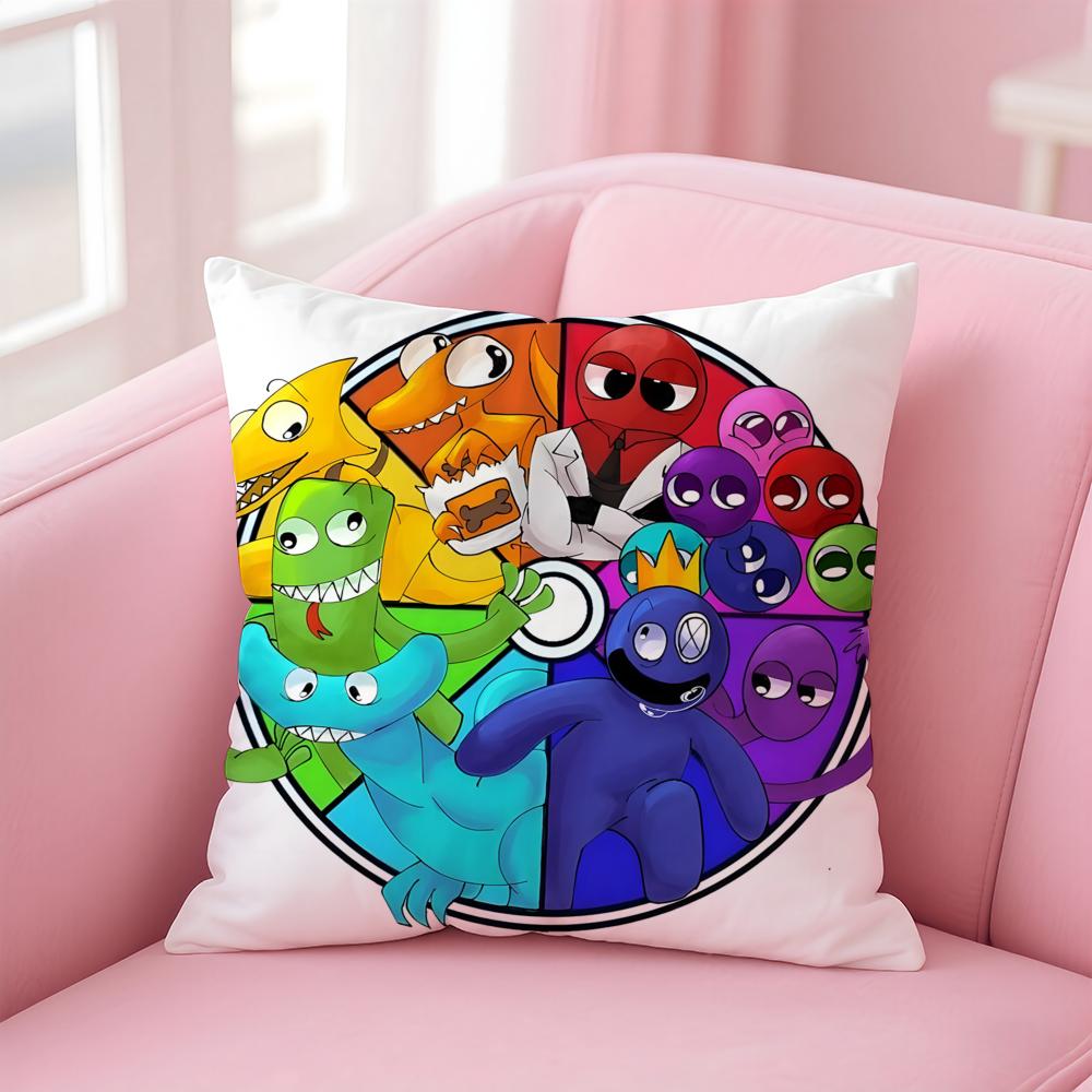 anime Rainbow Friends Cushion Cover Comfortable Reversible Pillow Cover Ideal for Car Sofa Bedroom & Beyond