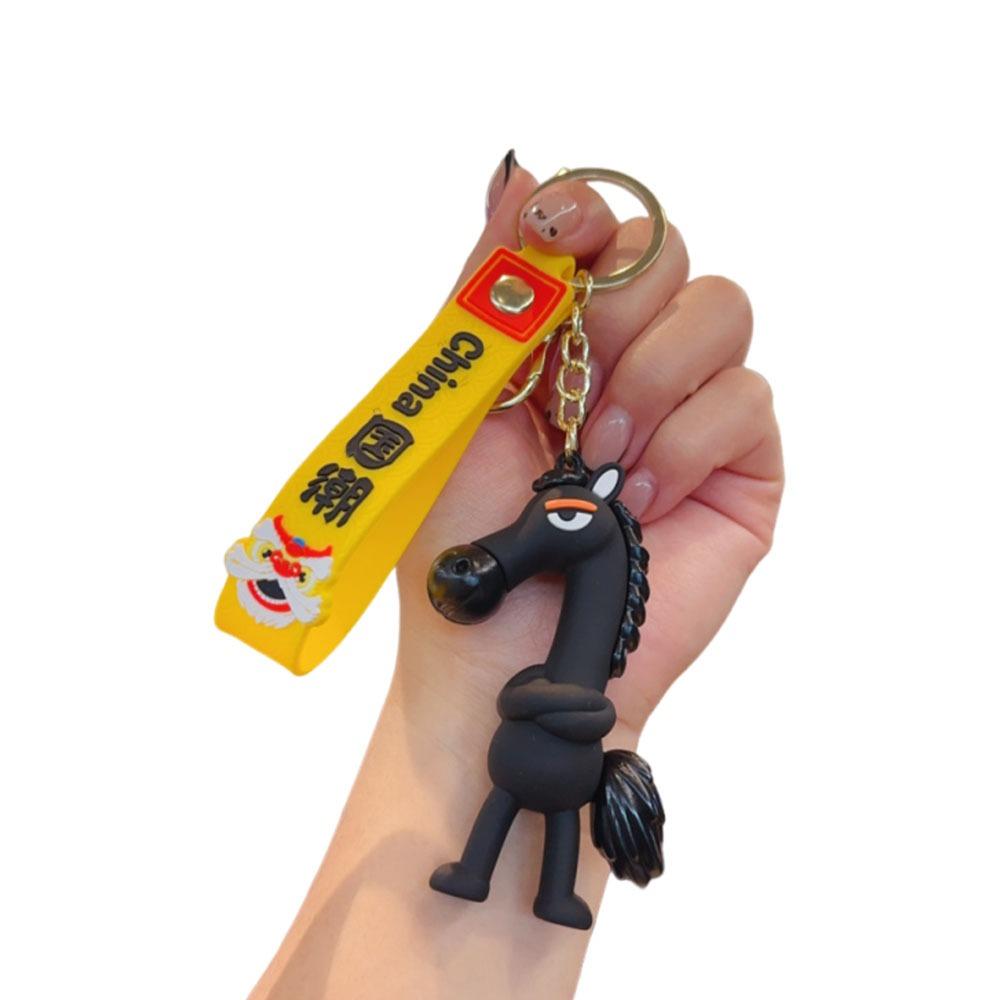Cute Lucky Horse Keyring Traditional New Year Keyring Funny Animal Car Keychain  Bag Decoration