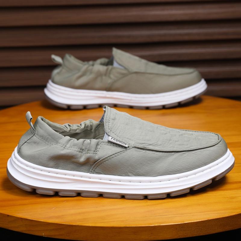 Cloth Shoes Men's Summer Breathable Non-slip Ice Silk Casual Shoes Men's Sports Work One-pedal Canvas Shoes