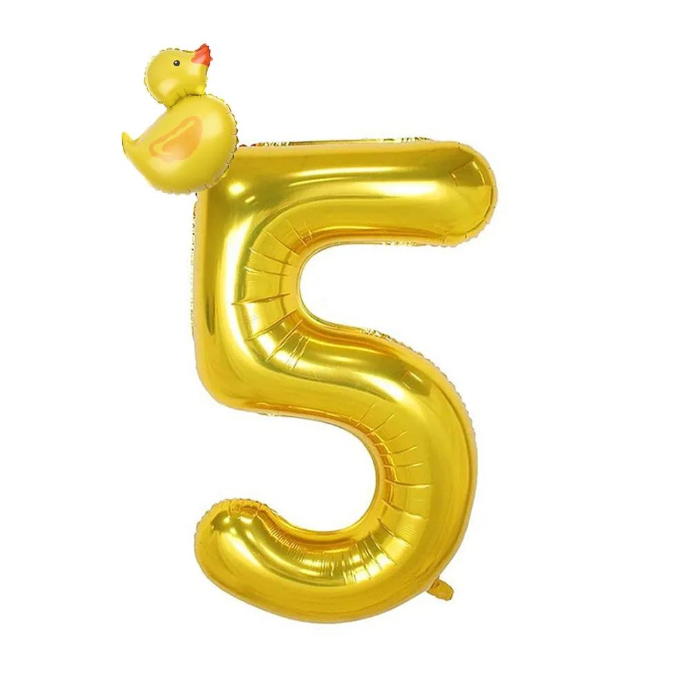 2Pcs Mini Duck Shape Foil Balloons Set Golden 40inch Number Balloon 0-9 Kids Birthday Party Deco Baby Shower Air Globos Gifts