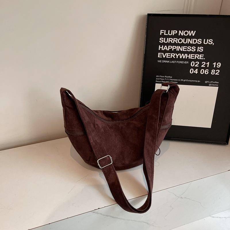 New Women Commuter Hobo Bag Comfortable and Versatile Texture Crossbody Shoulder Bag Large Capacity Suede Leather Storage Bags