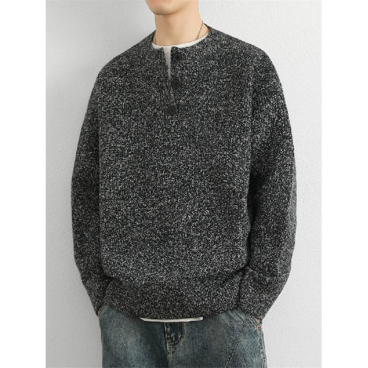 

Японский винтажный свитер для мужчин и женщин, осенняя одежда Ins Idle Style BF Retro Soft Glutinous Pullover Buttons 2XL темно-серого