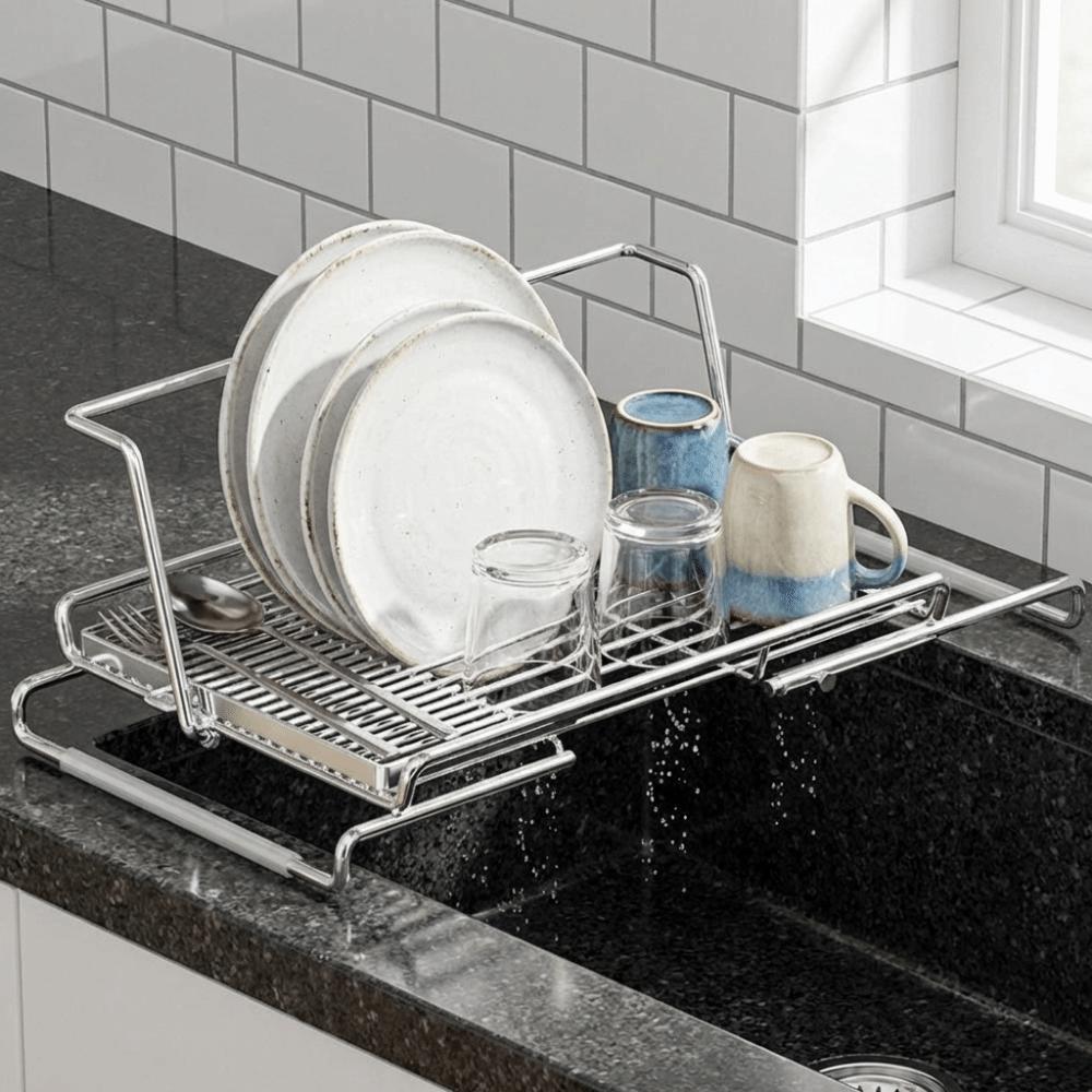 Adjustable Sink Drain Basket Non-Slip Dish Drying Rack Tableware Storage Shelf  Basin
