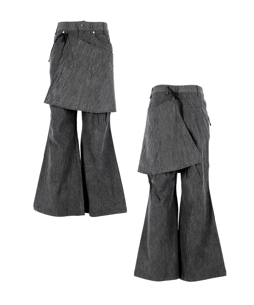 Lekyulli Wrinkle Skirt Pants Charcoal