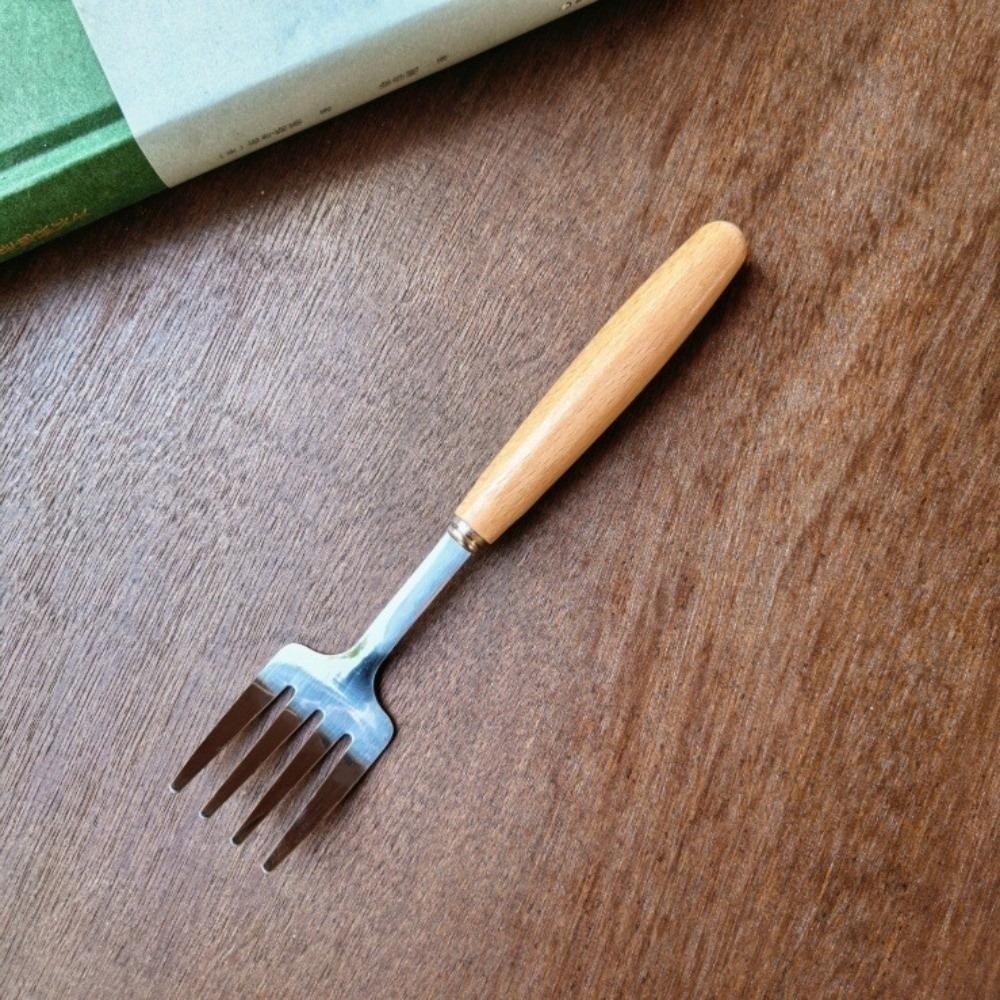 Cake Fruit Fork Wooden Rice Soup Wooden Handles Kids Tableware  Student Use Fork