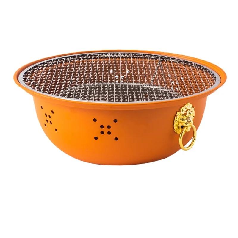 Portable Outdoor Stainless Steel Split Oven, Charcoal Barbecue Grills, Household Windproof Frying Oven, Baking Tray, Cast Alumin