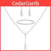 Elegant Silver Alloy Bridal Necklace Earrings Bracelet Set With Geometric Design For Wedding Party