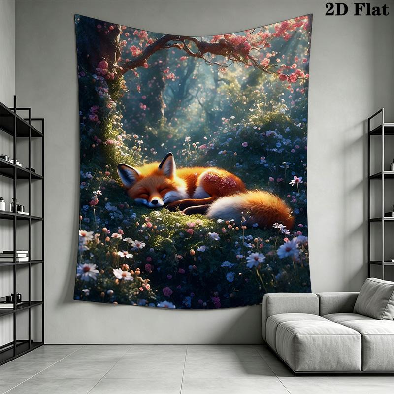 Sleeping Fox Pattern Home Decor Tapestry, Wall Hanging, Decorative RV Wall Cloth.MGT0918152