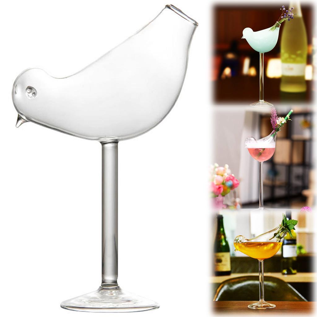150ml Smoked Cocktail Goblet Glasses Multi-Purpose Elegant Bird Shaped Glass Transparent Goblet Glass for Champagne Drinks Wine