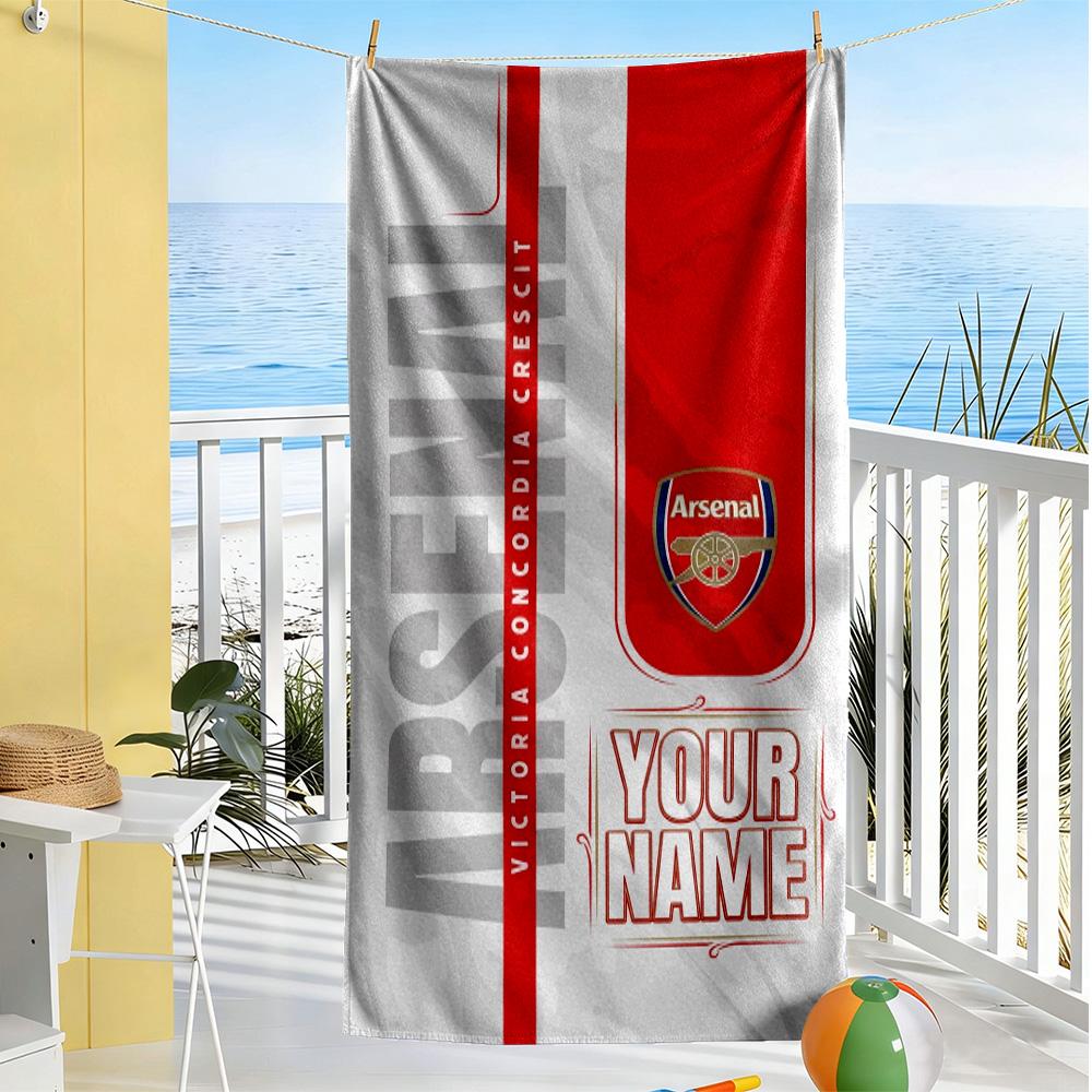 Arsenal F.c. Customize Text Beach Towel High Absorbency & Quick-Dry Suitable for Sports Travel Swimming Yoga Bathroom Beach And Pool
