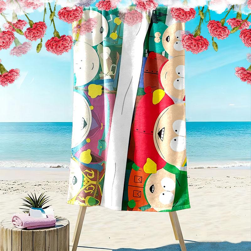 South Park Print Beach Towel, Large Soft Quick Dry Towel for Beach Camping Swimming