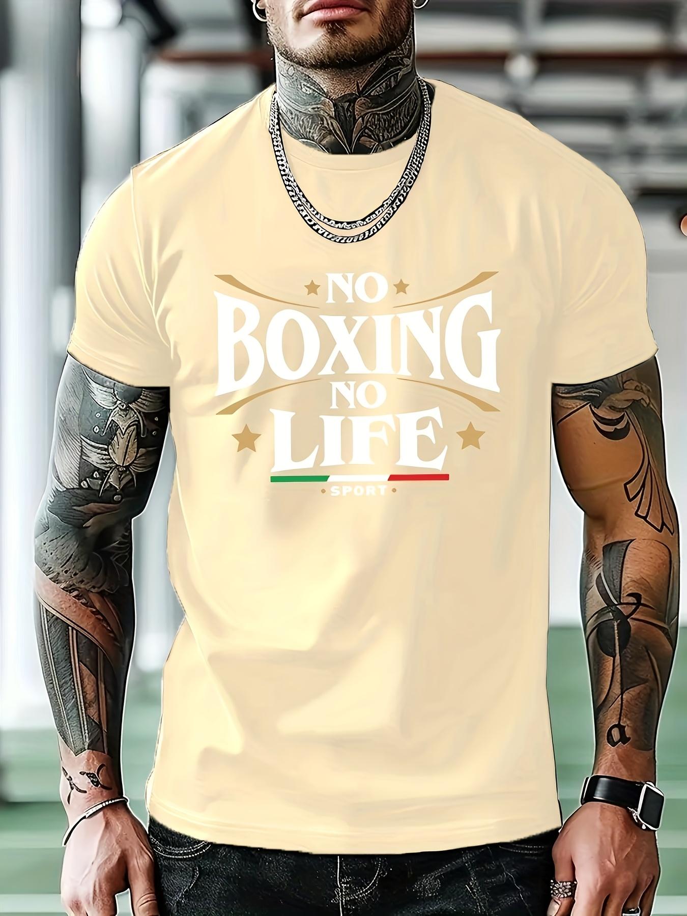 No Boxing No Life Graphic T-shirt - Casual Green Tee with Boxing Design XXL