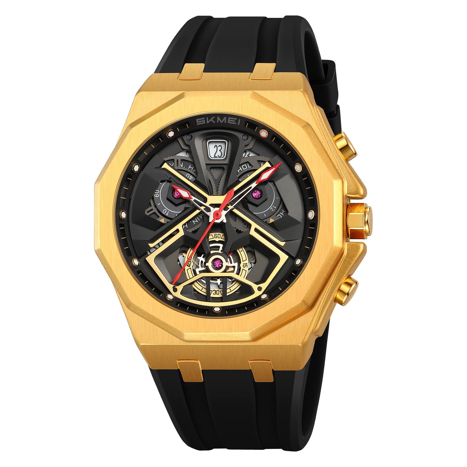 Skmei Топ Мужские Часы Звездные Войны Спортивные Хронограф Календарь Люксовые Водонепроницаемые Кварцевые Часы золотой