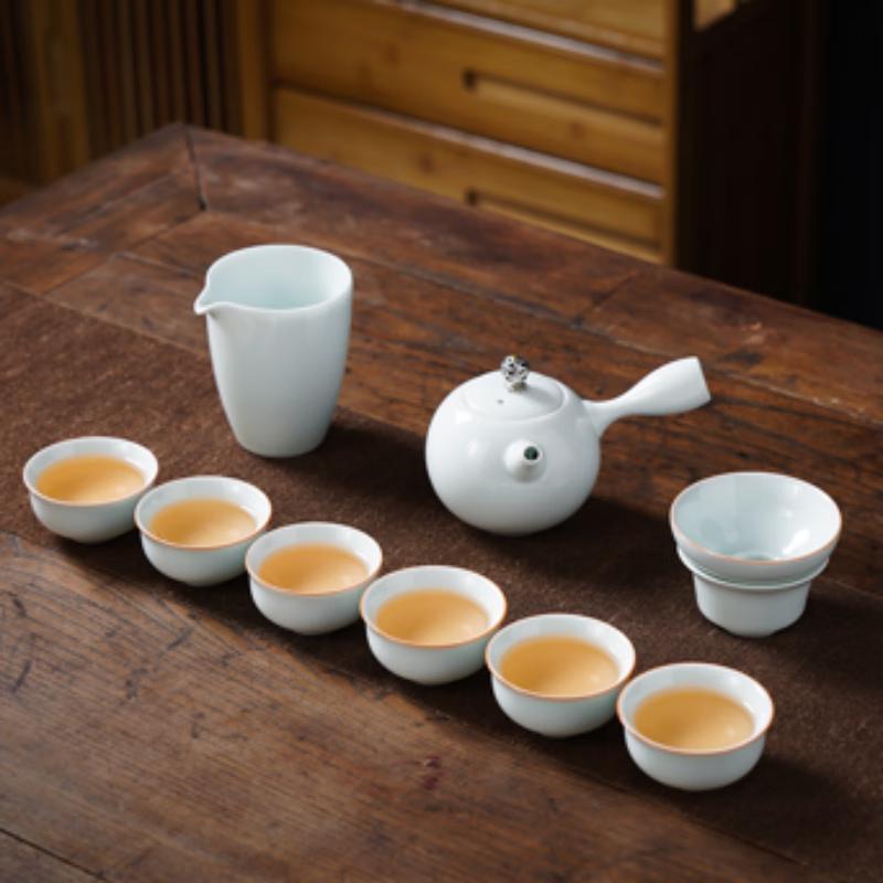 

Celadon Ceramic Tea Set with Side Handle Pot