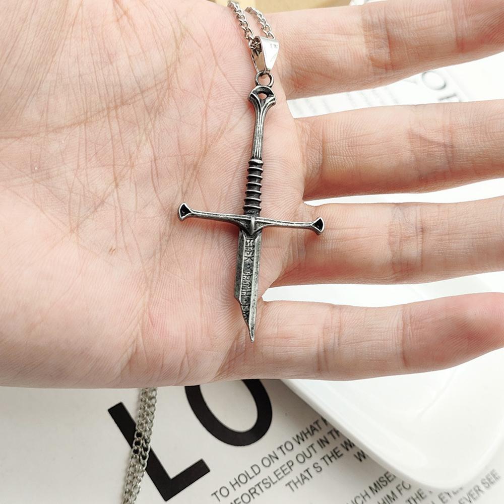 Lord of the Narsil Brooch Necklace Vintage Broken Sword Enamel Pin Jewelry Gift for Movie Fans