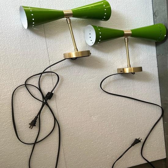 Diabolo Green Brass Sconce Mid Century Modern Wall Light Up Down Lighting