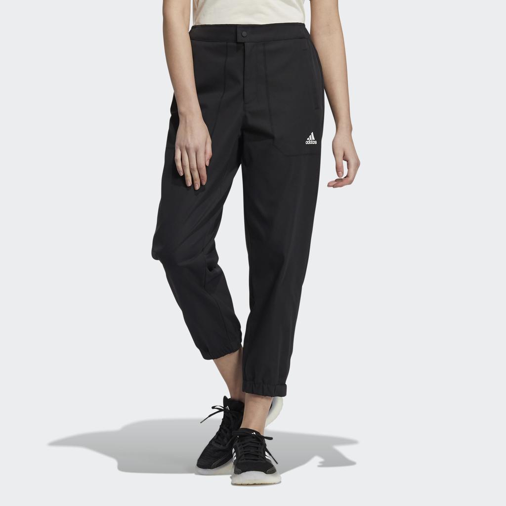 Adidas Elastic Button Waist Sports Capri Pants Women Bottoms Black H07388