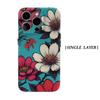 Turquoise Floral Art Print Phone Case for IPhone 17AIR 16E 16 15 14 13 12 11 17 Pro Max Plus Double-layer Back Cover
